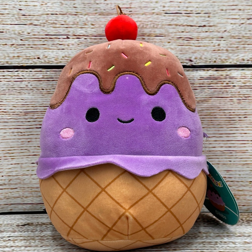 Squishmallows Dibbs Ice Cream Sundae Purple Plush 8 Inch Foodie 2024 Kellytoy